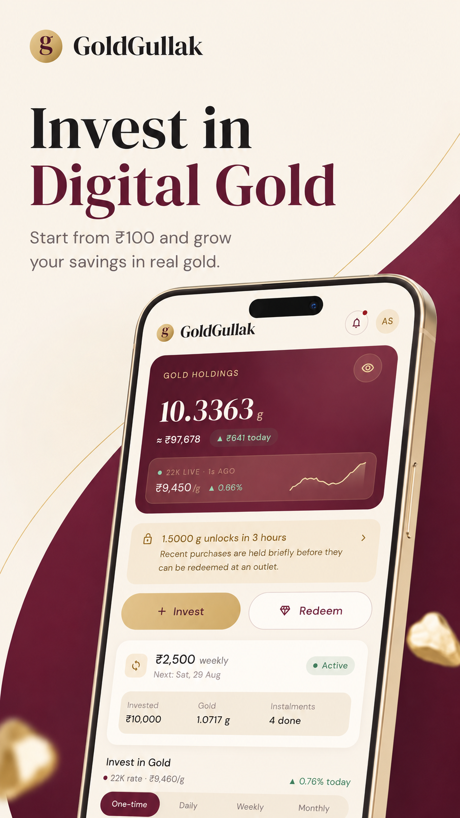 Invest in digital gold screen